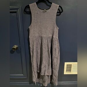 Ovate Seraphina linen gauze dress - raw hem - M-L